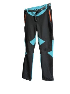 Youth Large Ski Pants Black Teal Snow Pants Winter Outdoor Waterproof Insulated